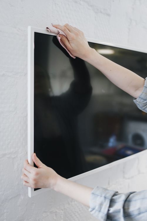 Close-up of a modern flat-screen TV